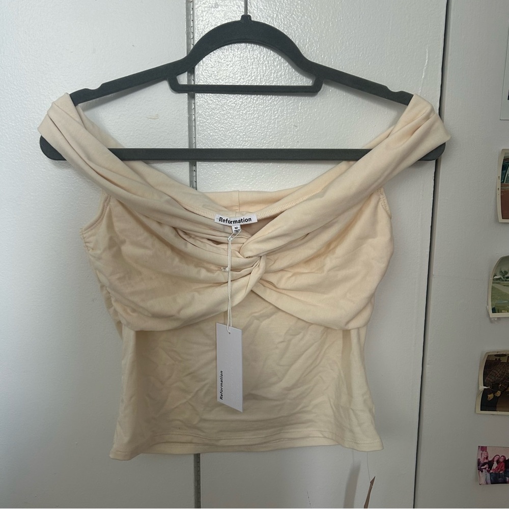 Reformation light pink twist tie top